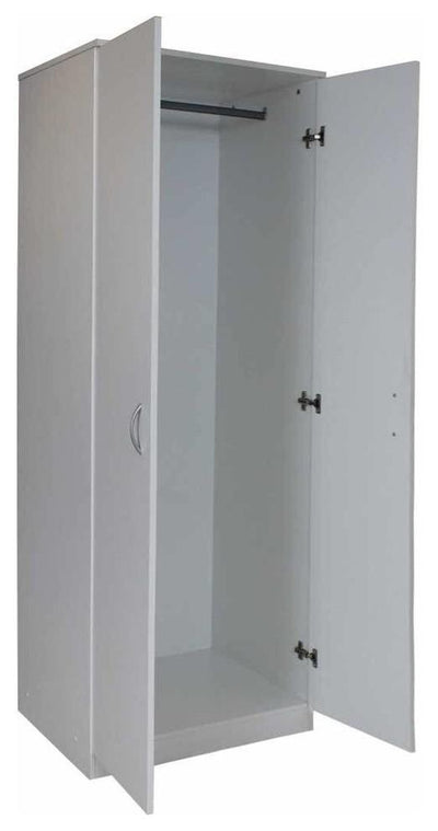 Wardrobe, MDF With 2-Door and Internal Hanging Rail, Simple Modern Design, White DL Modern