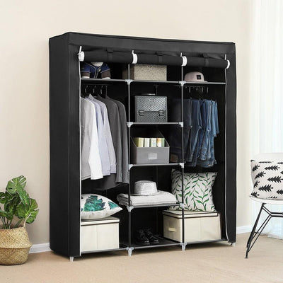 Wardrobe, Waterproof Fabric With Hanging Rail and Inner Shelves, Modern Style DL Modern