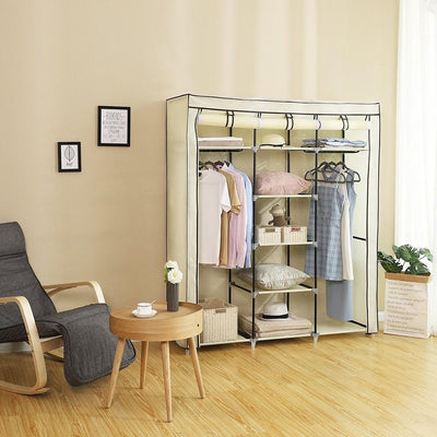 Wardrobe, Waterproof Fabric With Hanging Rail and Inner Shelves, Modern Style DL Modern