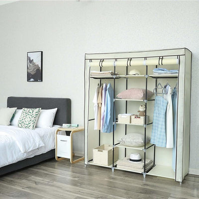 Wardrobe, Waterproof Fabric With Hanging Rail and Inner Shelves, Modern Style DL Modern