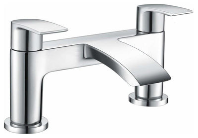 Waterfall Monobloc Bath Filler Mixer Tap in Chrome Solid Brass with Double Lever DL Modern
