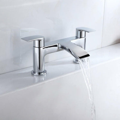 Waterfall Monobloc Bath Filler Mixer Tap in Chrome Solid Brass with Double Lever DL Modern