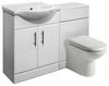 White Gloss Vanity Unit and Back To Wall Toilet Pan, Ceramic and Toilet Seat DL Modern