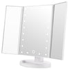 White Tri-Fold Illuminated Vanity Mirror, LED Lights Touch Screen, Modern Style, DL Modern